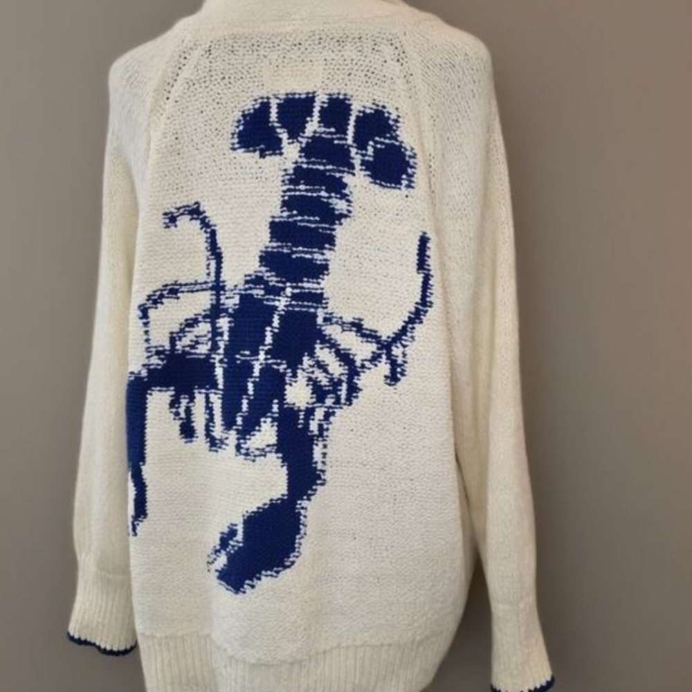 Maeve Cream Cartigan with Navy Lobster Design, Anthrpologie - Picture 6 of 6